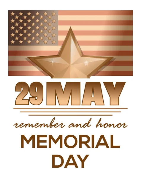 Memorial Day 2017. 29 de Maio. Lembrar e honrar —  Vetores de Stock