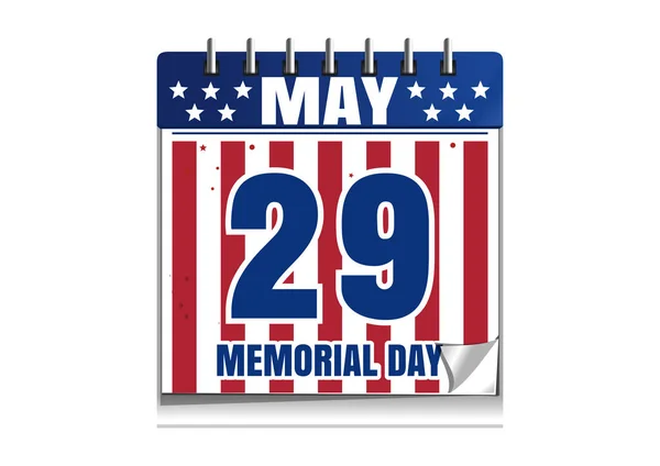 Calendário do Memorial Day 2017. 29 de Maio —  Vetores de Stock