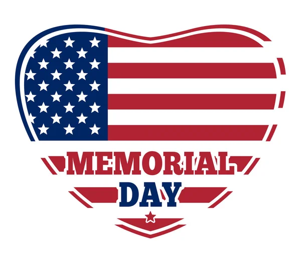 Memorial Day. Amerikai zászló, szív alakú — Stock Vector