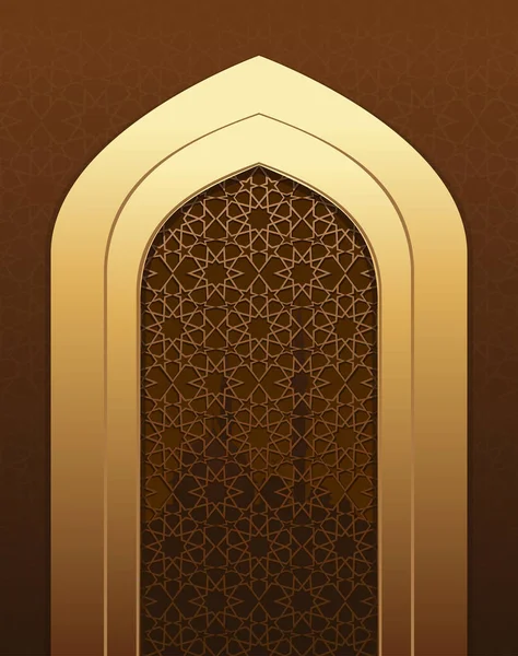 Puerta islámica vista noche árabe — Vector de stock