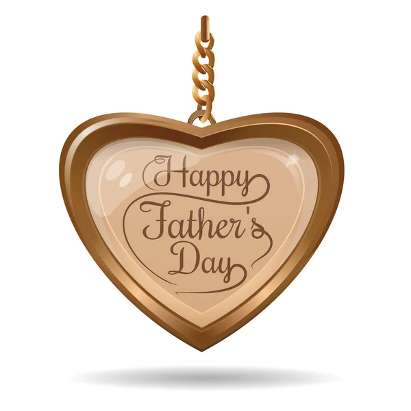 Gouden hart met inscriptie - Happy Fathers Day — Stockvector