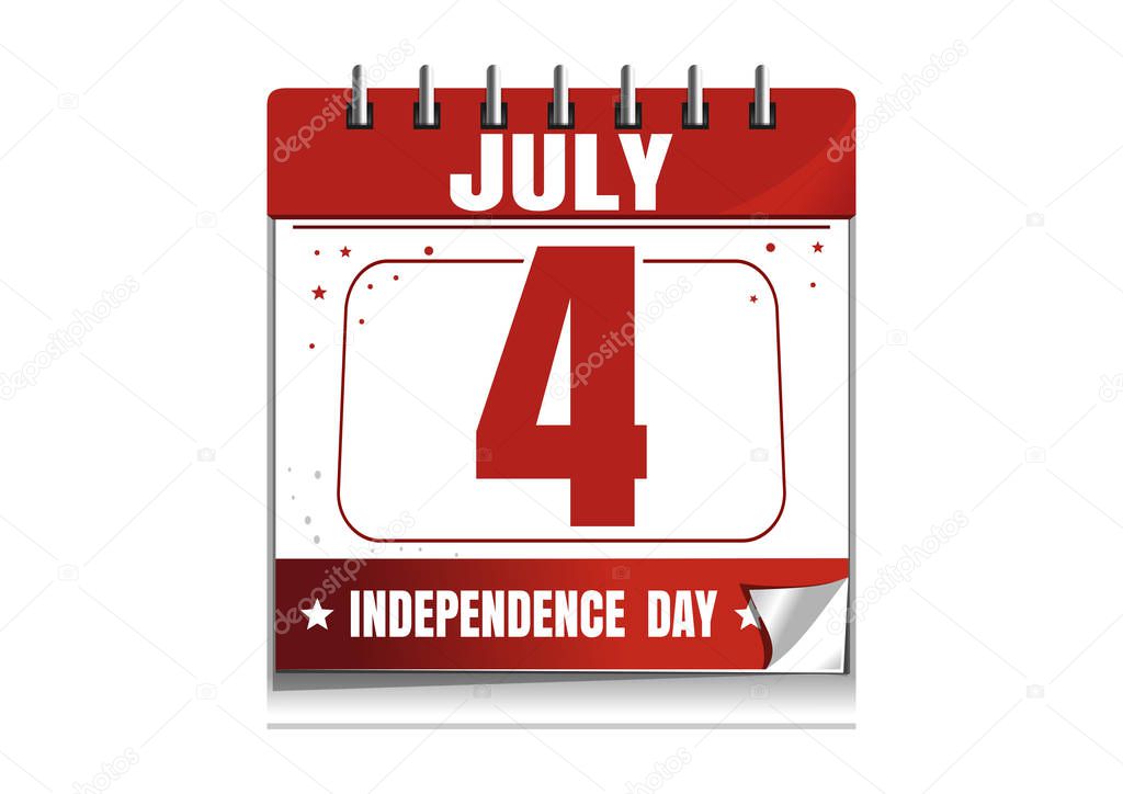 Wall calendar. 4 th July. US Independence Day