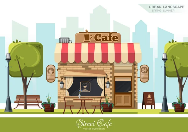 Sokak Cafe. Düz tasarım konsepti