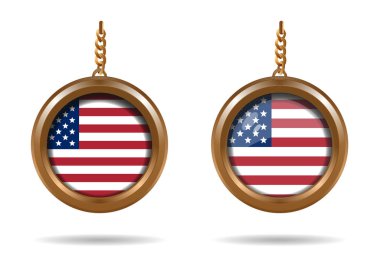 Bir Amerikan bayrağı ile set yuvarlak madalyon