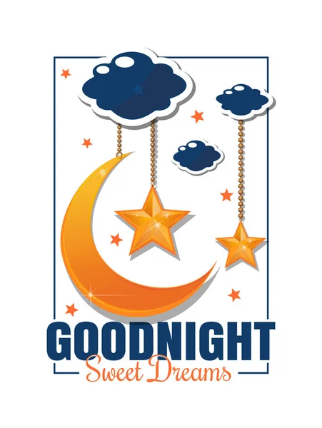 Goodnight poster. Sweet Dreams — Stock Vector