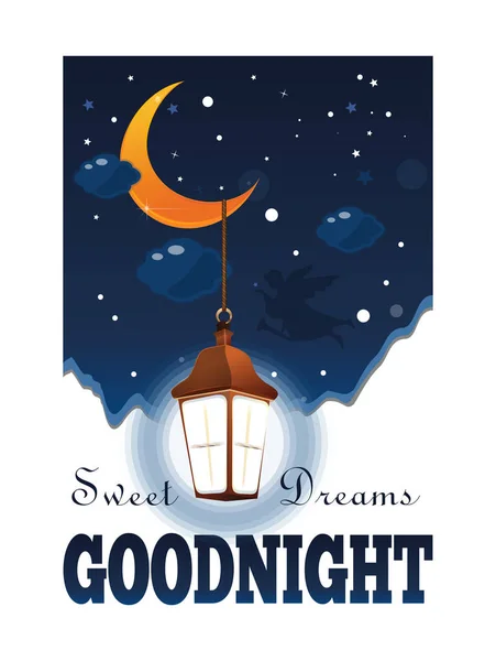 Poster della buonanotte. Sogni d'oro — Vettoriale Stock