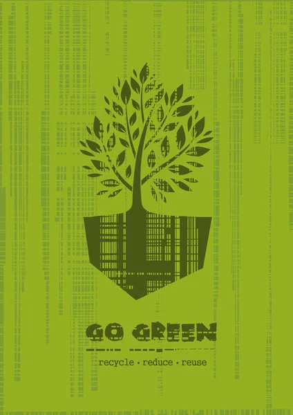 去绿色。回收减少重用。标志设计 — 图库矢量图片