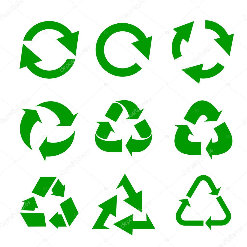 Recycled eco vector icon set. Vector illustration