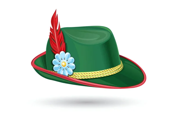 Oktoberfest hat. Tyrolean Bavarian hat — Stockvector