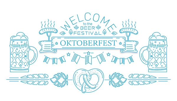 Oktoberfest line logo design — Stock Vector