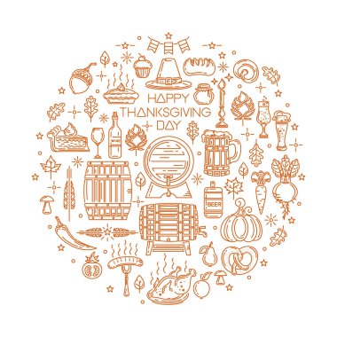 Mutlu Şükran günü satırı simgesi ayarla