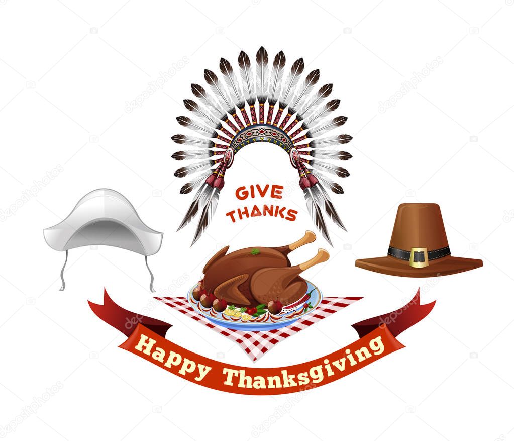 Thanksgiving Day symbols set