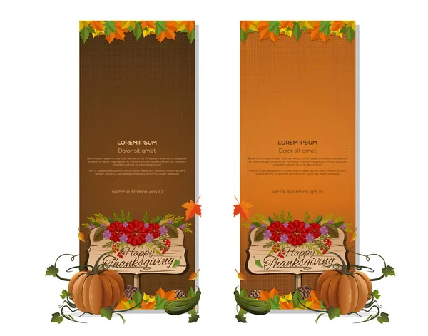 Ensemble de bannière verticale pour Thanksgiving — Image vectorielle