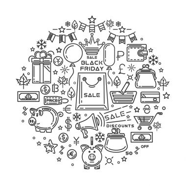 Siyah Cuma satır Icon set
