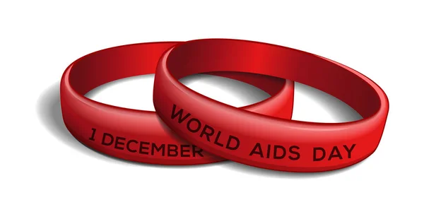 Ensemble de bracelets en plastique rouge pour la Journée mondiale du sida — Image vectorielle
