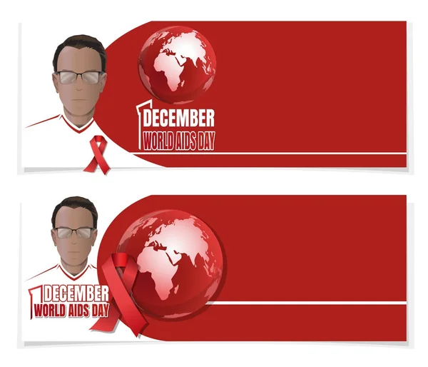 Set di striscioni della Giornata mondiale dell'AIDS — Vettoriale Stock