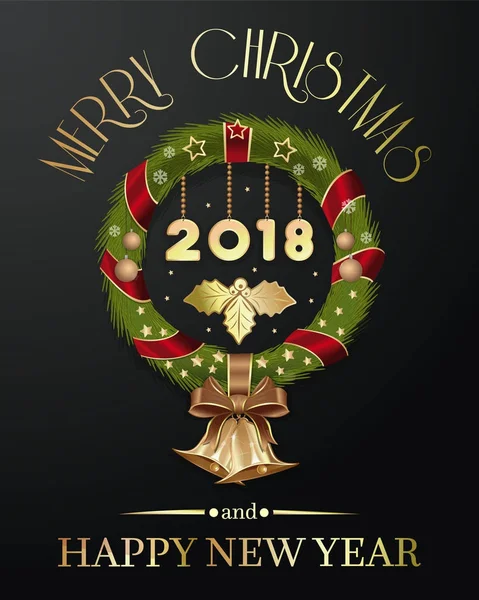 Χριστουγεννιάτικο στεφάνι 2018 — Διανυσματικό Αρχείο