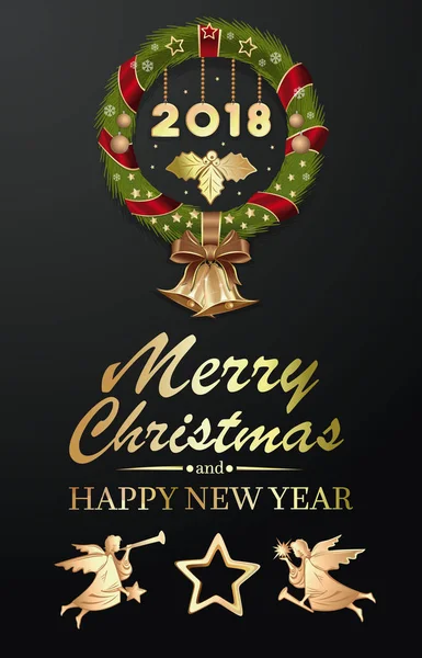 Feliz Navidad y Feliz Año Nuevo 2018 — Vector de stock