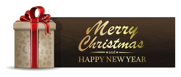 Χριστουγεννιάτικο πανό με κουτί δώρου — Διανυσματικό Αρχείο
