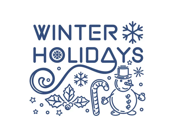 Icônes de ligne d'hiver ensemble pour les vacances d'hiver — Image vectorielle
