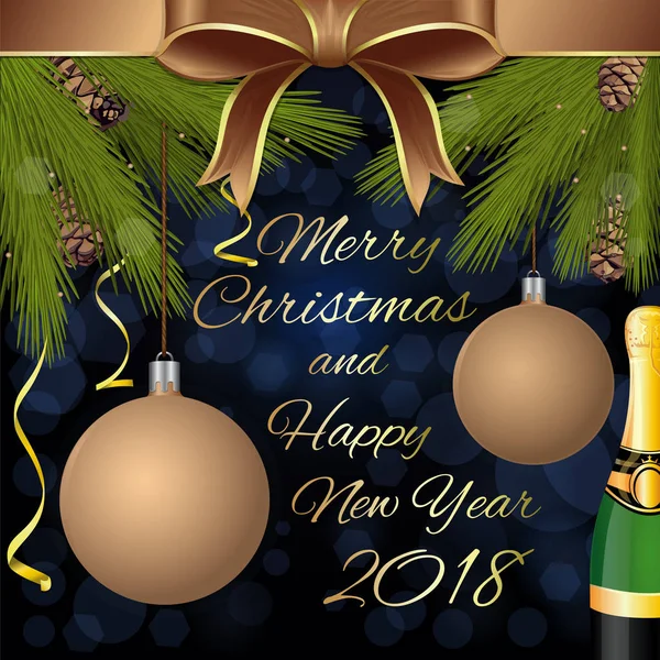 Feliz Natal e Feliz Ano Novo 2018 — Vetor de Stock