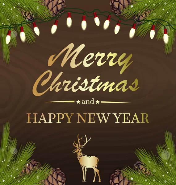 Ευχετήρια κάρτα για τα Χριστούγεννα και την Πρωτοχρονιά — Διανυσματικό Αρχείο