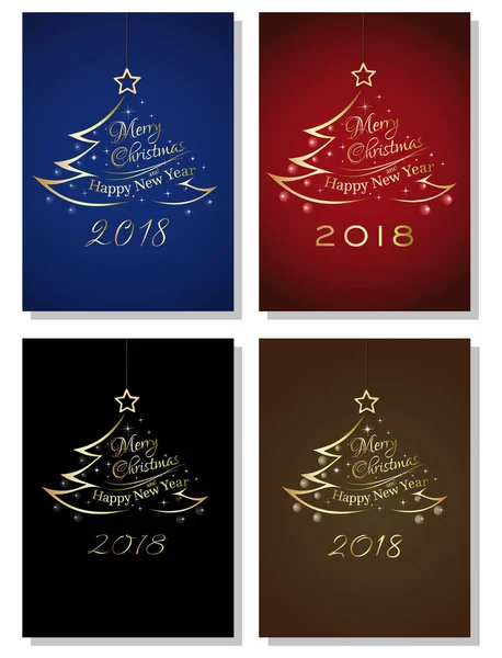 Set di carte lettering per il nuovo anno 2018 — Vettoriale Stock