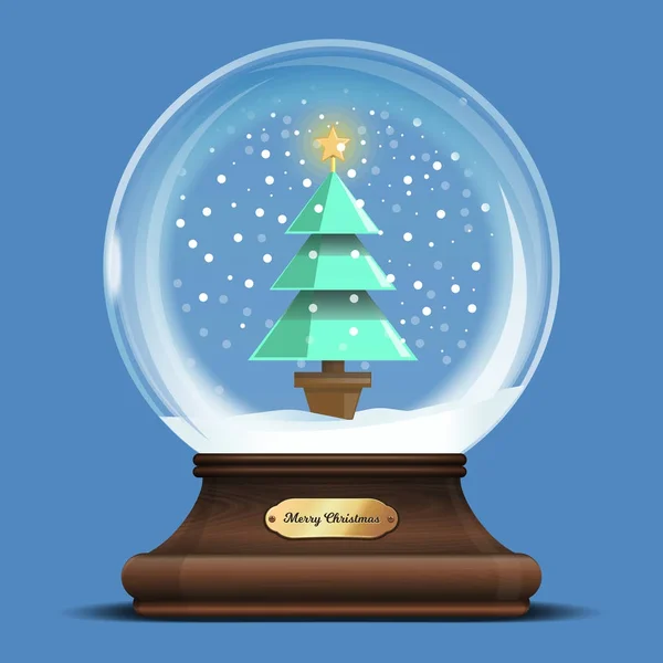 Sphère en verre transparent avec un arbre de Noël — Image vectorielle