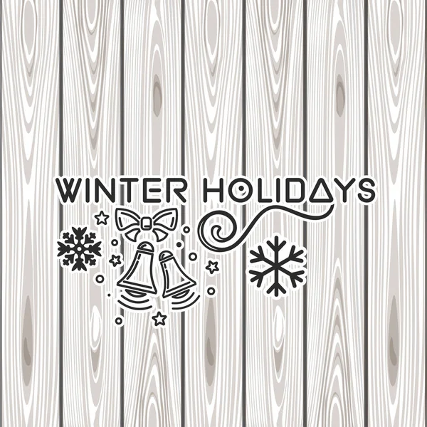Lettrage vacances d'hiver sur un fond en bois — Image vectorielle
