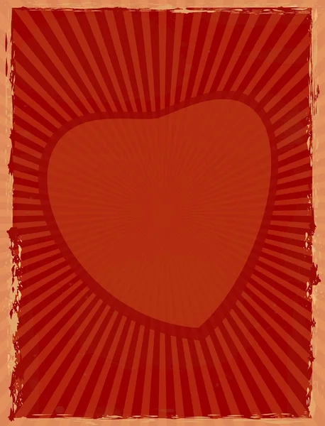 Fondo rojo retro con corazón — Archivo Imágenes Vectoriales