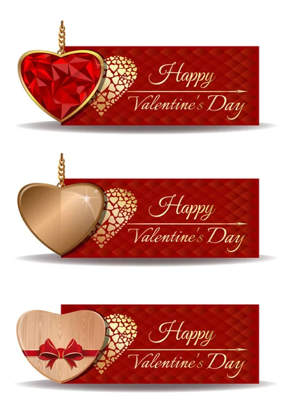 Banner impostati per San Valentino — Vettoriale Stock