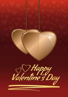 İki altın kalp ile Sevgililer arka plan