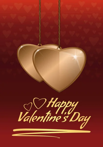 Valentines fundo com dois corações dourados —  Vetores de Stock