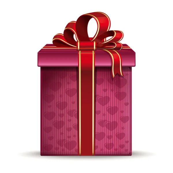 Valentine coffret cadeau décoré avec des cœurs — Image vectorielle