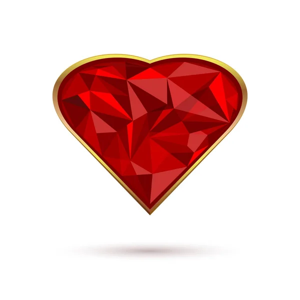 Алмазне серце в золотій рамці — стоковий вектор