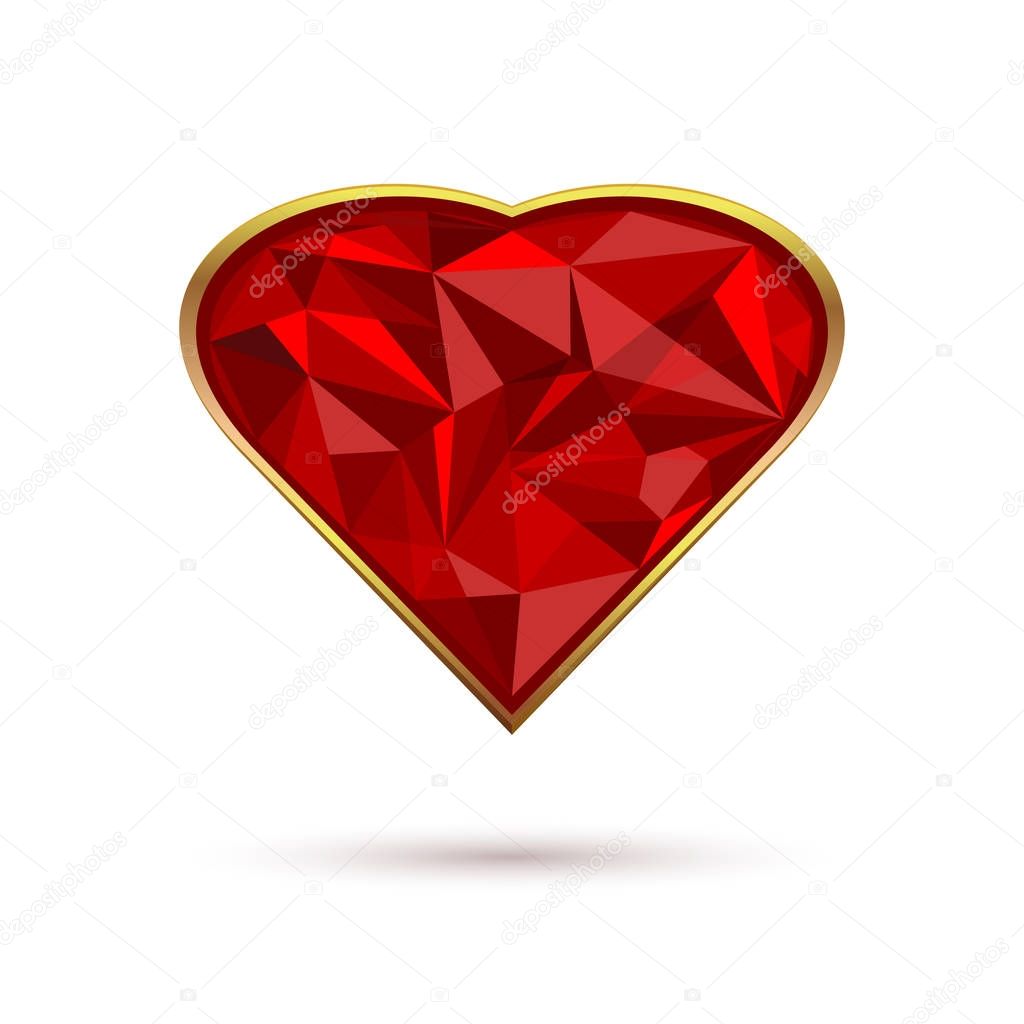 Diamond heart in a gold frame
