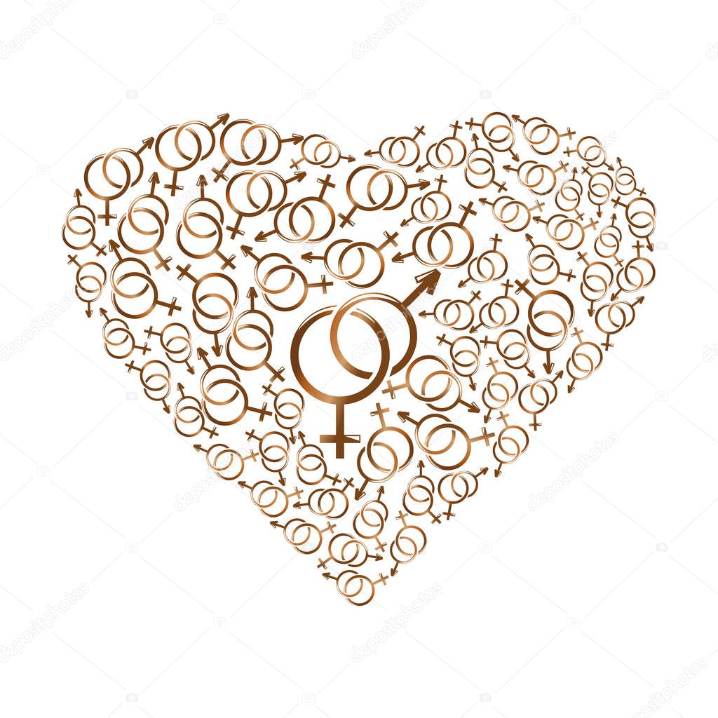 Heart consisting of gender symbols