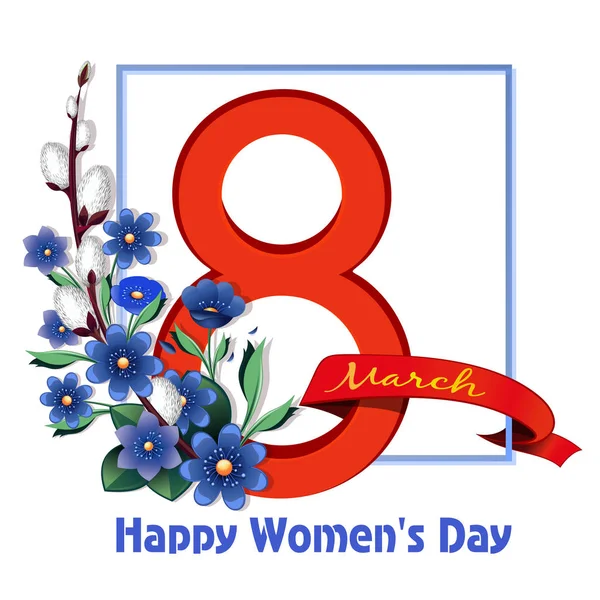Дизайн поздравительных открыток на День женщин — стоковый вектор