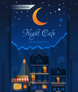 Gece Cafe gece şehirde. Gece şehir