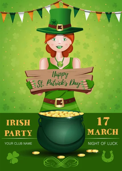 Saint Patricks Dia convite cartaz design —  Vetores de Stock