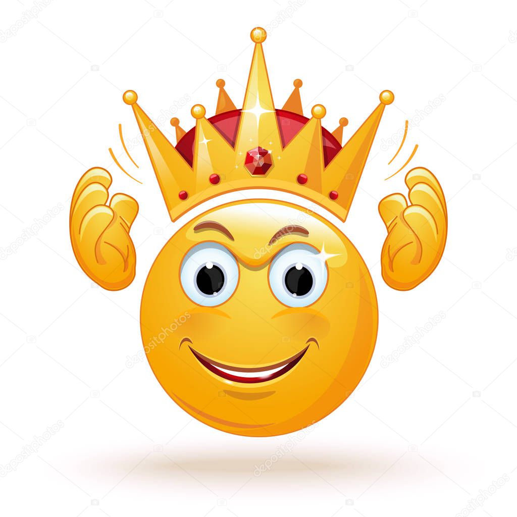 King emoticon wears a crown — Stock Vector © kiberstalker 192956072