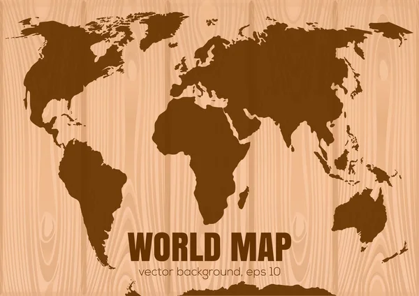 Carte du monde sur fond en bois — Image vectorielle
