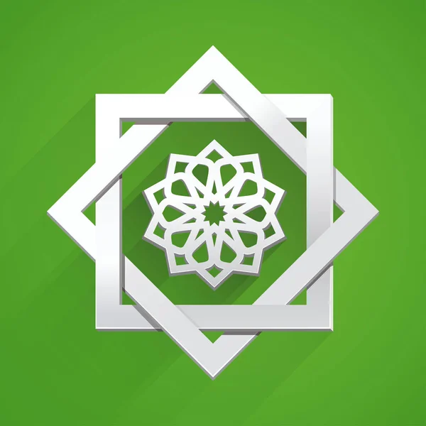 阿拉伯伊斯兰教的花纹在绿色背景上 — 图库矢量图片