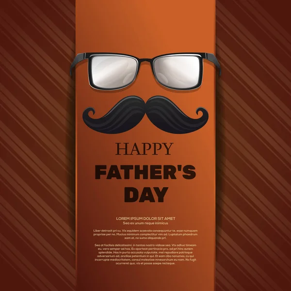 Wenskaart Met Snor Bril Groet Inscriptie Happy Father Day Elegante — Stockvector