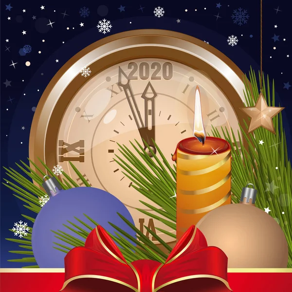 Carte de voeux pour Noël et Nouvel An 2020 — Image vectorielle