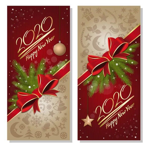 Set of festive vertical New Year flyers — Stock Vector