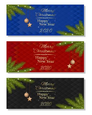 2020 yılına göre vektör yatay pankartı ayarlandı.