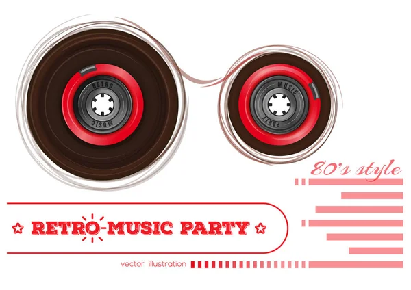 Audiocassette Vintage Fiesta Música Retro Estilo Los Concepto Diseño Musical — Vector de stock