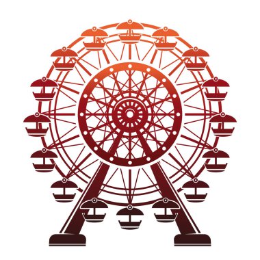 Batan güneşin ışınlarında dönme dolap. Vektör illüstrasyonu