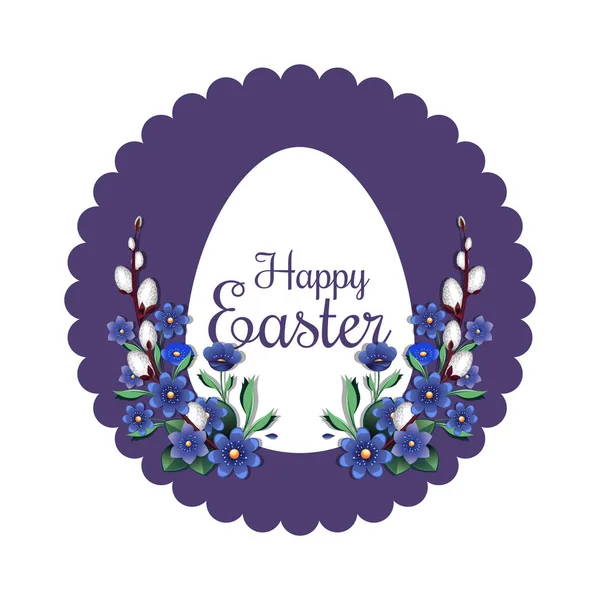 Festive Easter Banner Traditional Easter Greeting Happy Easter Spring Flowers — Stock Vector